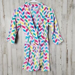 Candy Pink Fleece Robe Chevron Multicolored Size 4-5